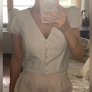 Aritzia Sunday Best Babbs Blouse (slate white)